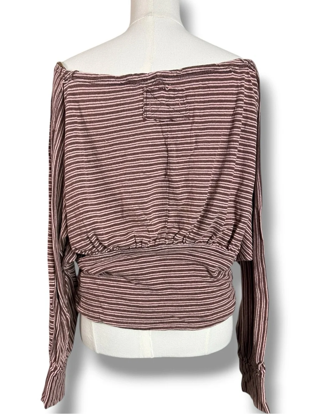 Free People Large My Time Long Sleeve Coastal Boatneck Bohemian Striped Top NWT
